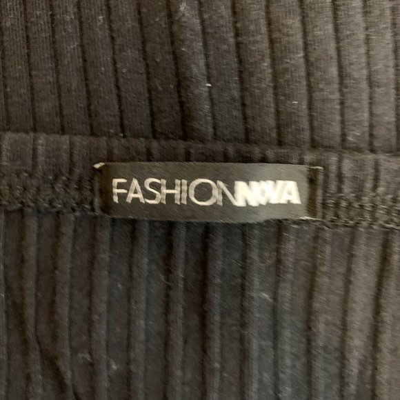 Fashionnova Black Dress Size Large Ribbed Knit Long Sleeve Off Shoulder - Picture 11 of 12